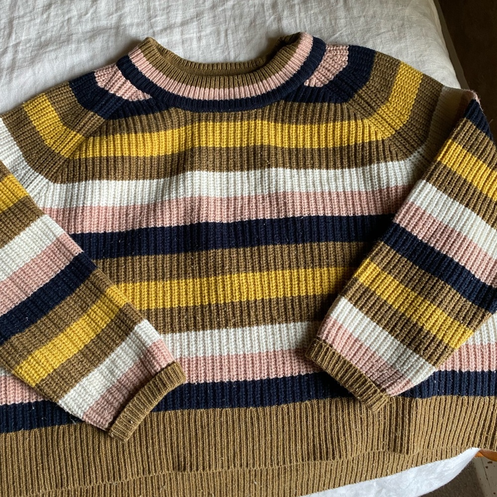 Madewell Women's Striped Sweater in Gold, Pink, Navy, White, and Brown
